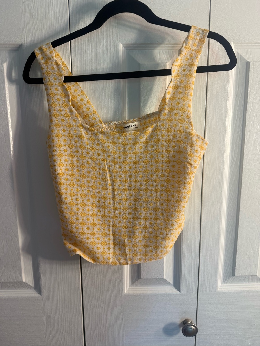 Monteau Yellow Patterned Square-Neck Tank